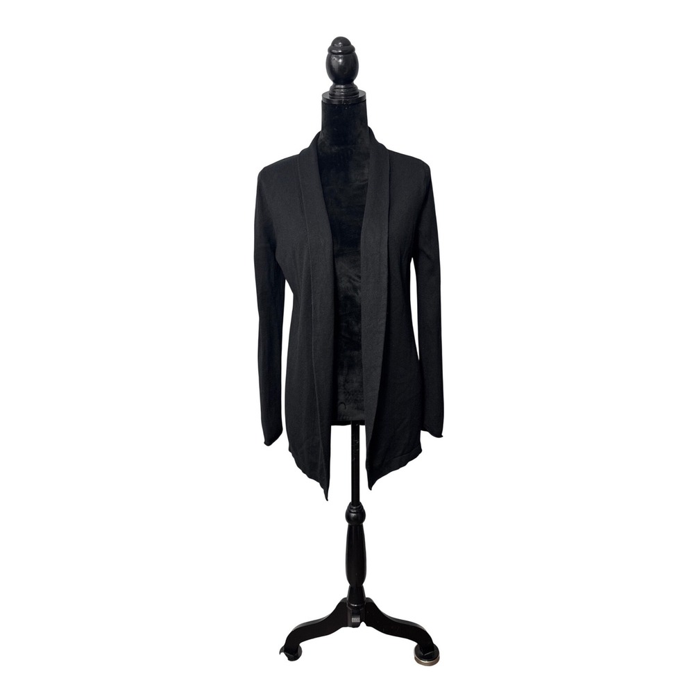 Neiman Marcus Silk Cashmere Cardigan Womens Small Black Excellent Shawl Collar